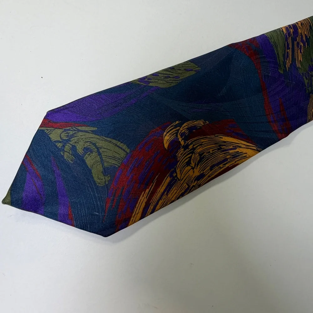 VTG Editions by Van Heusen Mens Abstract Brushstroke Tie Navy Purple Red‎ USA